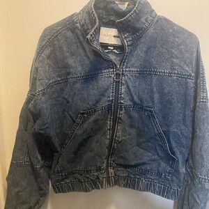 Fashion Nova Women's Blue Denim Bomber